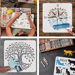 ペット中空アウト図面絵画ステンシル  DIYスクラップブック用  フォトアルバム  旅行をテーマにした  30x30cm&nbsp;DIY-WH0391-0127