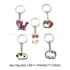 5 個 5 スタイルのかわいい漫画の PVC プラスチック猫ペンダントキーホルダー  鉄パーツ  ミックスカラー  7.1~7.8cm  1個/スタイル&nbsp;KEYC-YW0001-17