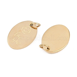 304ステンレスペンダント  愛と笑顔のチャームが入った楕円形  ゴールドカラー  12x9x1mm  丸カン：4x0.8ミリ  内径：2.5mm&nbsp;STAS-P445-04G