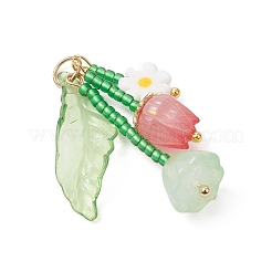 Glass with Opaque Acrylic Baeded Pendants&nbsp;PALLOY-MZ01190-01