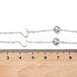 304 Stainless Steel Heart Pendant Necklaces with 201 Stainless Steel Round Beads&nbsp;NJEW-D269-03P