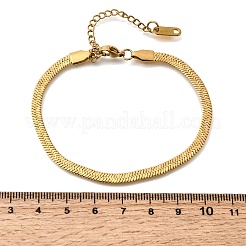 304ステンレススチール製スネークチェーンブレスレット（女性用）  ゴールドカラー  7.28インチ（18.5cm）&nbsp;BJEW-P395-02G-01