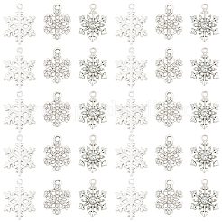 36pcs3スタイルアロイラインストーンペンダント  スノーフレークチャーム  プラチナ  21~24.5x17~19x2~3.5mm  穴：1.6~1.8mm  12個/スタイル&nbsp;FIND-SC0020-08
