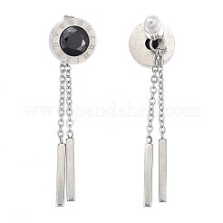 304 Stainless Steel Chain Tassel Earrings&nbsp;EJEW-I248-38-B