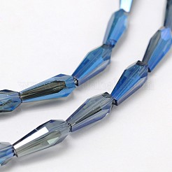 Faceted Rainbow Plated Teardrop Electroplated Glass Beads Strands&nbsp;EGLA-F104-03A