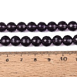 クリアガラスビーズ連売り  ファセット（96ファセット）  ラウンド  暗紫色  8mm  穴：1mm  約68~70個/連  20.47~21.06インチ（52~53.5cm）&nbsp;GLAA-R095-8mm-40