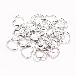 ステンレス鋼の連結リング  ジュエリー作りのための  ハート  ステンレス鋼色  14x15.5x0.8mm  内径：11x14mm&nbsp;STAS-TAC0002-26C