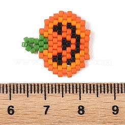 ハロウィンのガラスシードビーズペンダント  ジャック・オー・ランタンのチャーム  オレンジ  19.5x19x2mm  穴：2mm&nbsp;PALLOY-MZ01398