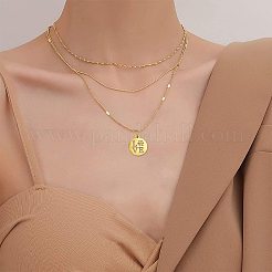 18個3色304ステンレスペンダント  ワード「love」を刻まれたフラットラウンド  ミックスカラー  14x12x1mm  穴：3mm  6個/カラー&nbsp;STAS-BC0002-88
