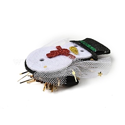 クリスマステーマのグリッターフェルト生地のワニのヘアクリップ  鉄クリップ付き  雪だるま  82x88x12mm&nbsp;LS-PHAR-U002-01B