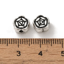 チベット風合金ビーズ  カドミウムフリー＆鉛フリー  アンティークシルバー  花  7.5x8x4mm  穴：1.6mm  約1098個/1000g&nbsp;PALLOY-P302-12E-AS