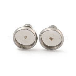 変色しない201ステンレススチールスタッドピアス金具  304ステンレスピン付き  ラウンド  ステンレス鋼色  トレイ：8mm  10.5x10x10mm&nbsp;STAS-O004-07B-P