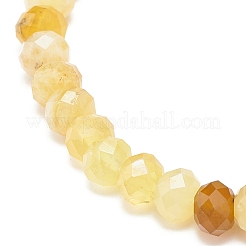 女性のための天然イエロー オパール ロンデル ビーズ ストレッチ ブレスレット  内径：2-1/8インチ（5.5cm）&nbsp;BJEW-JB08956-04