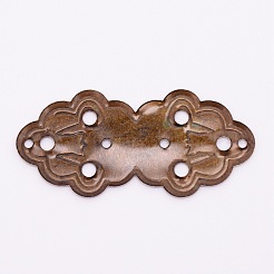 鉄箱コーナープロテクタ  釘で  家具のアクセサリー箱の装飾用  アンティークブロンズ  24x51.5x0.5mm  穴：2.8mmと1.6mm  ネジ：8mm長いです  ピン：3.8mm&nbsp;IFIN-WH0053-26AB