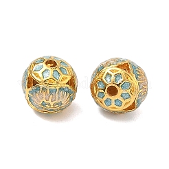 合金エナメルビーズ  花の丸  ゴールドカラー  ライトブルー  10.5mm  穴：1.8mm&nbsp;ENAM-B037-06G-02