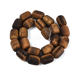 艶消し天然のトラの眼のビーズの連  バレル  17~18x12~13mm  穴：0.5~0.9mm  約22個/連  15.16~15.55インチ（38.5~39.5cm）&nbsp;G-Q606-71