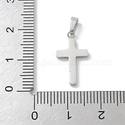 304ステンレススチールマイクロパヴェキュービックジルコニアペンダント  クロスチャーム  ステンレス鋼色  17.5x10x2mm  穴：4x2.5mm&nbsp;X-STAS-Z107-08P-07