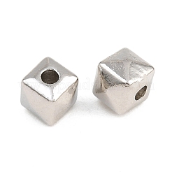 真鍮ビーズ  キューブ  ラックめっき  長持ちメッキ  鉛フリー＆カドミウムフリー  プラチナ  5x5x5mm  穴：1.4mm&nbsp;KK-CBA78C7-26P