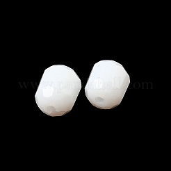 不透明な円柱状ガラスビーズ  多面カット  ホワイト  9x7.5~8mm  穴：1.5mm&nbsp;EGLA-A043-02-UP01