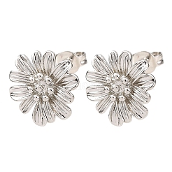 Valentine's Day Flower Brass Stud Earrings&nbsp;EJEW-D351-03P