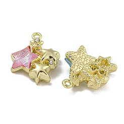 ラックメッキ合金ラインストーンペンダント  樹脂と  鉛フリー＆カドミウムフリー＆ニッケルフリー  スターのチャーム  ゴールドカラー  19x16x6mm  穴：1.4mm&nbsp;PALLOY-F312-04G