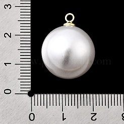 ABSプラスチックパール調ペンダント  丸いチャーム  ライトゴールド合金ループ付き  ホワイト  21.5x17.5mm  穴：1.8mm&nbsp;FIND-H052-01J-04G