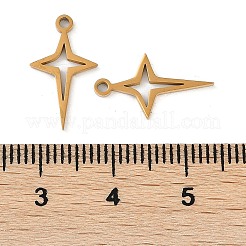 イオンプレーティング（IP）304ステンレスペンダント  レーザー切断  星のチャーム  18KGP本金メッキ  16.5x9x1mm  穴：1.4mm&nbsp;STAS-D193-08G