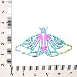ステンレスペンダント201個  エッチングされた金属装飾  バタフライチャーム  虹色  27x49x0.3mm  穴：1.6mm&nbsp;STAS-B051-02RC-06