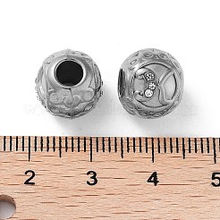 304ステンレススチールラインストーンヨーロピアンビーズ  丸い大きな穴ビーズ  18KGP本金メッキ  文字でのラウンド  文字k  11x10mm  穴：4mm&nbsp;STAS-A092-10K-P