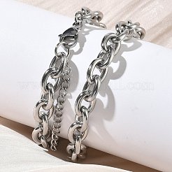 9mm 304ステンレススチールアズキチェーンネックレス（女性・男性用）  変色しない  ステンレス鋼色  18.11インチ（46cm）&nbsp;NJEW-Z115-03P