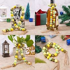 Painted Natural Wood Beads&nbsp;WOOD-SZ0001-09