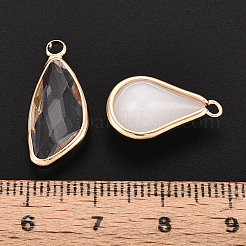 真鍮製ガラスチャーム  混合図形  多面カット  ミックスカラー  17~22x9.5~15x5~8mm  穴：1~2.4mm&nbsp;GLAA-T027-08