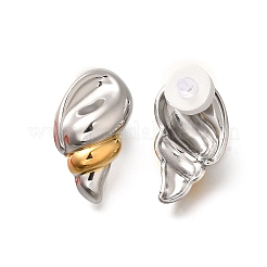 304 Stainless Steel Two Tone Stud Earrings&nbsp;LS-EJEW-G422-04GP-03
