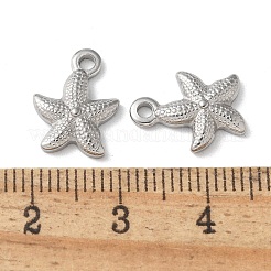 304ステンレスペンダント  ヒトデのチャーム  ステンレス鋼色  13.5x10x3mm  穴：1.6mm&nbsp;STAS-I330-058P