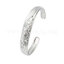 12mm 304ステンレススチール製蓮の花カフバングル（女性用）  ステンレス鋼色  内径：2-1/4x1-7/8インチ（5.8x4.7cm）&nbsp;BJEW-P359-01P