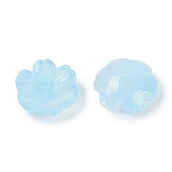 透明スプレーペイントガラスビーズ  花  ライトスカイブルー  14x14x5mm  穴：1.5mm&nbsp;X1-GLAA-H035-04J