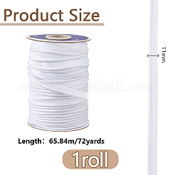 ポリエステルリボン  衣類用アクセサリー  ホワイト  3/8インチ（11mm）  約72.00ヤード（65.84m）/ロール&nbsp;OCOR-WH0111-44B