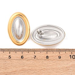 304ステンレススチール製ツートンオーバルスタッドピアス（女性用）  ゴールデン·ステンレス鋼色  27.5x18.5mm&nbsp;LS-EJEW-A136-01A-GP