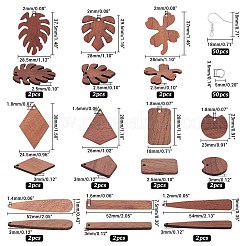 Diyダングルピアス  天然木のペンダント付き  鉄の丸カンとピアスフック  サドルブラウン  74x73x25mm&nbsp;DIY-PH0027-31P