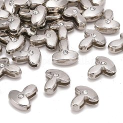 ブレスレット時計バンド作り用の文字スライドチャーム  プラチナメッキ合金クリスタルラインストーンスライドチャーム  カドミウムフリー＆ニッケルフリー＆鉛フリー  文字.t  11~13x9~11.5x4~5mm  穴：7.5~8x1mm&nbsp;X-ALRI-O012-T-NR