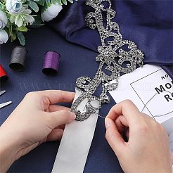 ホットラインストーン  パッチに真鍮  結婚式のテーマのドレスシューズの衣服の装飾のため  花  クリスタル  200x143x4.5mm&nbsp;DIY-WH0257-48