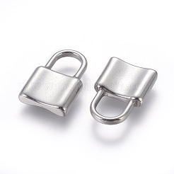 変色しにくい304ステンレススチールペンダント  南京錠  ステンレス鋼色  22.5x15x4mm  穴：7.5x8mm&nbsp;STAS-G189-17P