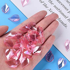 透明なアクリルビーズ  ABカラー  花びら  ピンク  21x14x1mm  穴：2mm  約2300個/500g&nbsp;MACR-S373-103-C05