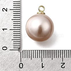 ABSプラスチックパール調ペンダント  丸いチャーム  ライトゴールド合金ループ付き  フローラルホワイト  18x13.5mm  穴：1.8mm&nbsp;FIND-H052-01H-01G