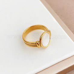 Retro Fashionable 304 Stainless Steel and Shell Finger Rings&nbsp;FS-WG8030D-05