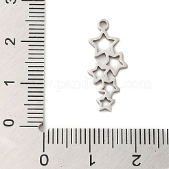 変色しない304ステンレススチールペンダント  レーザー切断  ステンレス鋼色  スター  21.5x9x1mm  穴：1mm&nbsp;STAS-S123-03P-02