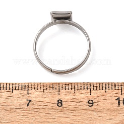 調節可能な304ステンレススチール製指輪部品  パッドリングベースパーツ  正方形  ステンレス鋼色  7mm  17mm  トレイのサイズ：6x6mm&nbsp;SA-CBA8B85-09B-P