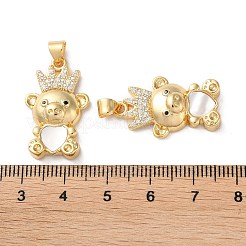 Brass Micro Pave Clear Cubic Zirconia Pendants&nbsp;KK-B083-40B-G