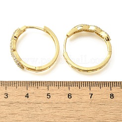真鍮クリアキュービックジルコニアフープピアス  葉  18KGP本金メッキ  23x5.5mm&nbsp;EJEW-M047-21G