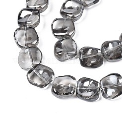 メッキガラスビーズ連売り  パール光沢メッキ  ポリゴン  ブラック  10.5x11~12x5~6mm  穴：1mm  約60~61個/連  24.41インチ〜25.20インチ（62~64cm）&nbsp;X-EGLA-S188-21-A01